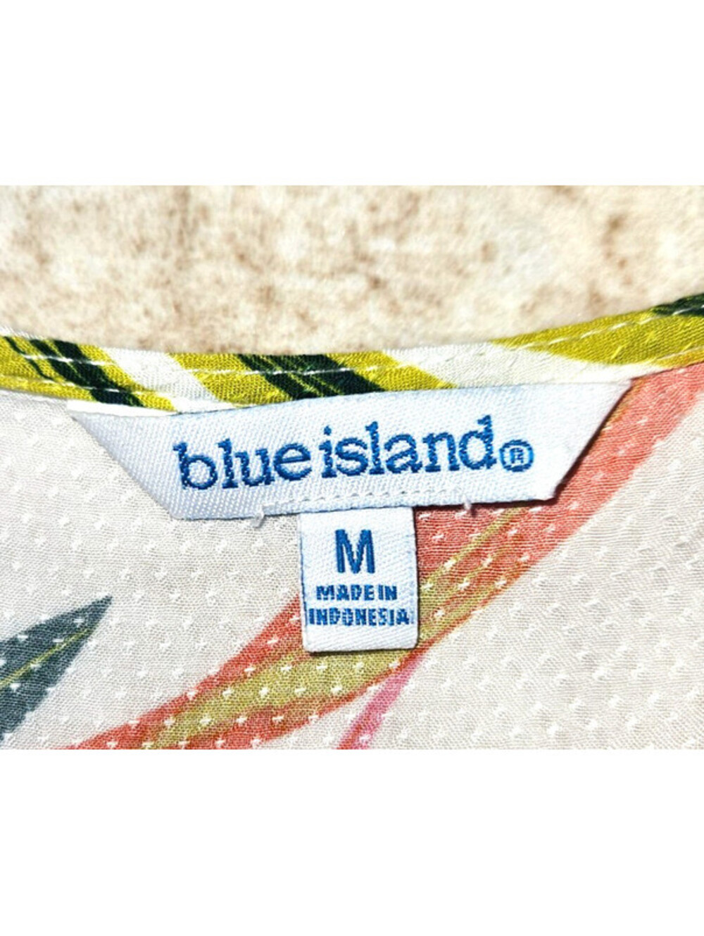 Blue Island Size M Summer Tropical Leaf & Floral V-Neck Beach Mini Dress - Picture 6 of 11